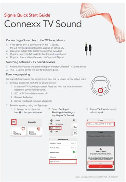 Audique Signia TV Sound - Compatible with All Bluetooth Enabled Signia, Rexton, Connexx, Miracle-Ear, TruHearing and HearUSA Hearing Aids