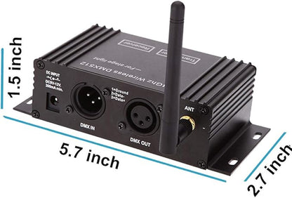 CaalLogt DMX512 Controller 2.4G Wireless Controller Transmitter Receiver LCD Display Power Adjustable Lighting Repeater Controller 16 Groups ID Coding for Party DJ Show Club Stage Disco Stage Light