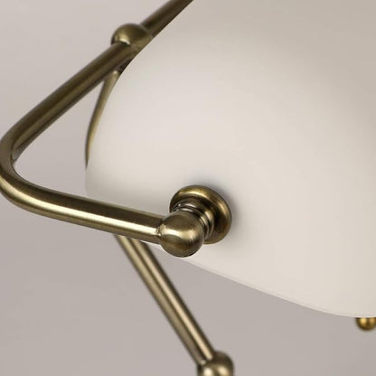 Newrays Glass Bankers Desk Lamp with Pull Chain Switch Plug in Fixture,Satin Brass Finish (White)