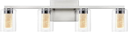 SADENICEL 4-Light Bathroom Light Fixtures, Brushed Nickel, Dimmable LED White/Neutral/Warm Crystal Bathroom Vanity Lights Over Mirror, for Bedroom,Living Room
