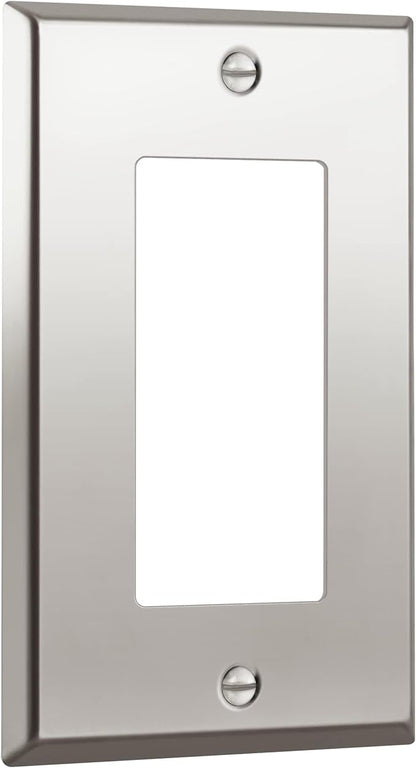 ENERLITES Decorator Switch or Outlet Metal Wall Plate, Stainless Steel 201, Corrosion Resistant, Size 1-Gang 4.50" x 2.76", 7731-PC, Polished Chrome, Silver