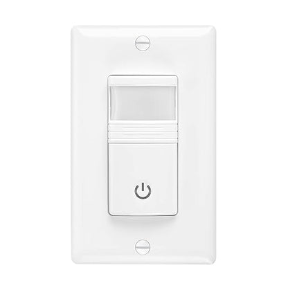 Maxxima Occupancy Vacancy Motion Sensor PIR Wall Switch, 3-Way or Single Pole Wall Plate Included, Commercial or Residential, 120-277V