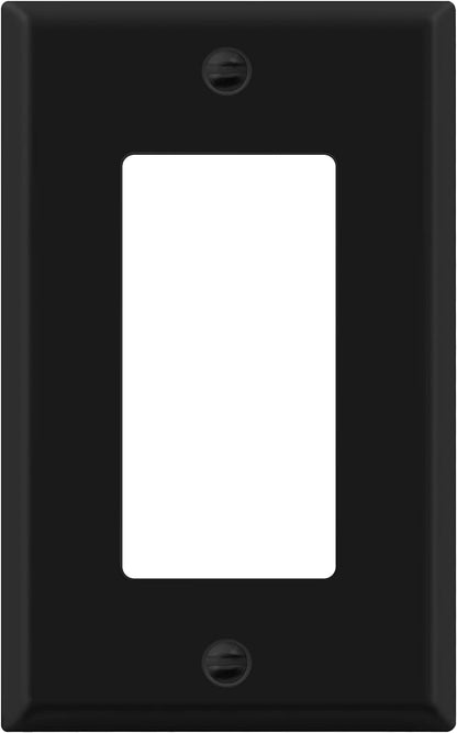 ENERLITES Decorator Switch Metal Wall Plate, Outlet Cover, Corrosion Resistant, Standard Size 1-Gang 4.50" x 2.76", Powder Coated Stamped Steel, 7731-BM, Black Matte