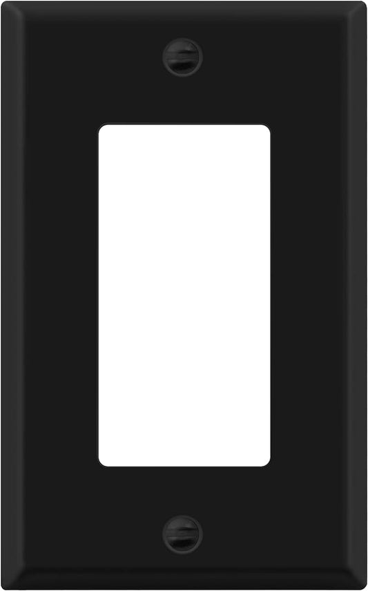 ENERLITES Decorator Switch Metal Wall Plate, Outlet Cover, Corrosion Resistant, Standard Size 1-Gang 4.50" x 2.76", Powder Coated Stamped Steel, 7731-BM, Black Matte