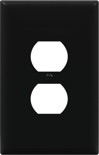 ENERLITES Duplex Receptacle Outlet Wall Plate, Jumbo Electrical Outlet Cover, Gloss Finish, Oversized 1-Gang 5.51" x 3.50", Polycarbonate Thermoplastic, 8821O-BK, Black