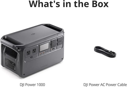 DJI Power 1000 Portable Power Station, 1024Wh LiFePO4 Battery, 2200W (Peak 2600W) AC/140W USB-C Output, 23db Ultra-Silent, Solar Generator For Home Backup, Camping(Solar Panel Optional)