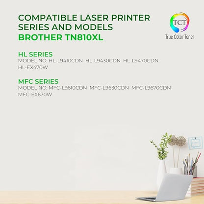 TCT TN810XL Yellow Toner Cartridge - Compatible Replacement for Brother TN-810XL Yellow High Yield Works with Brother HL‐L9410CDN L9430CDN EX470W MFC‐L9610CDN L9630CDN Printers (9,000 Pages)