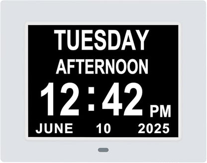 Jaihonda Dementia Clocks for Seniors Large Display Digital Clock with Date and Day of Week for Elderly 8 Alarm Options Digital Clocks with Large Number-7 Inch White