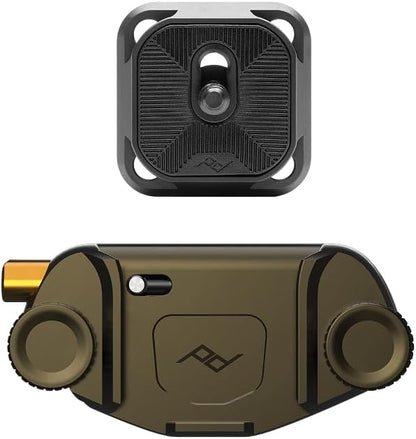 Peak Design Capture Camera Clip V3, Kelp with Plate, Holds DSLR, Compact and Point and Shoot Bodies, Secure, Stable and Accessible, Attaches to Straps and Belts, Quick Release, 200 lb Capacity