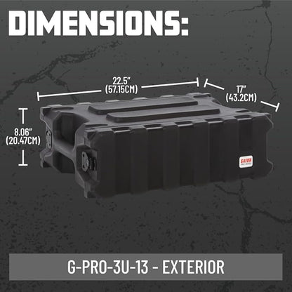 Gator Cases Pro Series 3U Rack Case with Shallow 13" Depth, Roto Molded Made in USA (G-PRO-3U-13)