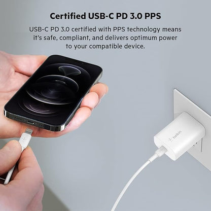 Belkin USB C Charger Block 25W - Power Delivery PPS Super Fast Charging - Apple iPhone 16 Series, Samsung Galaxy S25, iPad, AirPods, Nintendo Switch 2 & More