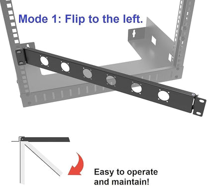 QiaoYoubang 1U Hinged Rack Panel 6D XLR HDMI Audio Rack Mount Panel for 19 inches Rack Mount (6D)