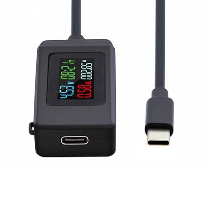 chenyang USB C Power Tester Digital Multimeter 4-30V 0-6.5A Color Screen Digital Display Real-Time Monitoring of Current/Voltage/Power/Work Time