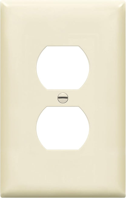 ENERLITES Duplex Receptacle Outlet Wall Plate, Midway Size 1-Gang 4.88" x 3.11", Unbreakable Polycarbonate Thermoplastic, 8821M-LA, Light Almond