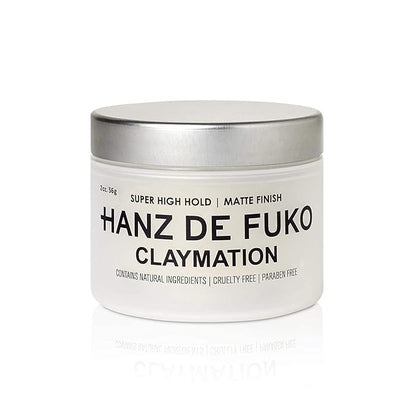 Hanz de Fuko Claymation – Premium Men’s Hair Styling Clay for a Super High Hold, Matte Finish – Clay & Wax Hybrid, Ideal Texture Product for Straight, Wavy and Thick Hair Types – 2 oz, Travel Size