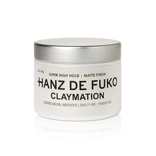 Hanz de Fuko Claymation – Premium Men’s Hair Styling Clay for a Super High Hold, Matte Finish – Clay & Wax Hybrid, Ideal Texture Product for Straight, Wavy and Thick Hair Types – 2 oz, Travel Size