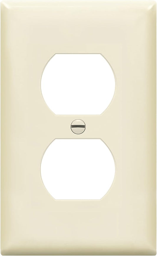 Enerlites 8821-LA Duplex Receptacle Outlet Wall Plate, Standard Size 1-Gang , Polycarbonate Thermoplastic, Light Almond
