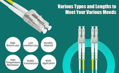 Fibergaga-8M(26ft) OM3 LC to LC Fiber Patch Cable,10GB/40GB Multimode Duplex 50/125µm 2.0mm Fiber Optic Jumper Cords Length Option: 0.5M(1.6ft)-100M(328ft)