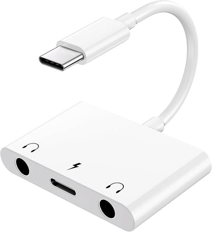 INVERSE NET Headphone Adapter for iPad, Headphone Splitter for 2 Headphones,3 in 1 USB C to 3.5mm Jack Audio Adapter with 60W Fast Charging Compatible with S24/23 Ultra.