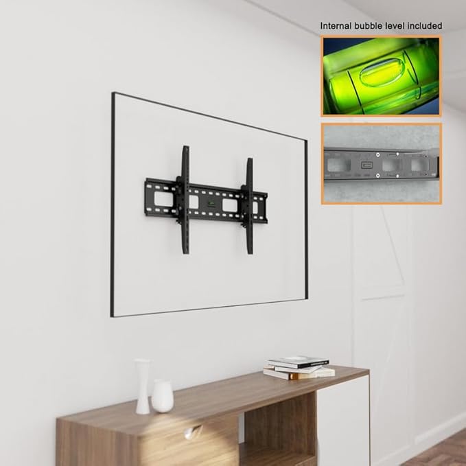 Ultra Slim Tilt TV Wall Mount Bracket for Samsung Q60D (Q64D, Q65D, Q67D) QN85Q60D 85 Inch TV - Low Profile 1.7" from Wall, 12° Tilt Angle, Industrial Grade, Easy Install