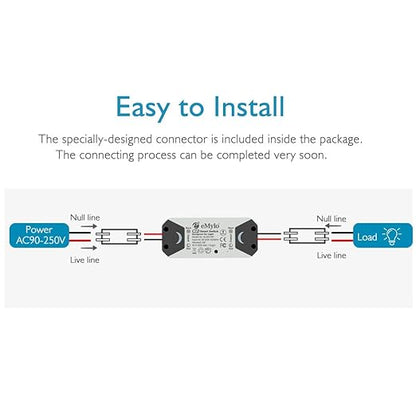 eMylo Smart WiFi Light Switch Wireless Relay Switch Module Remote Control Home Automation Timers Compatible with Alexa Echo Google Home iPhone Android App (6 Pack)