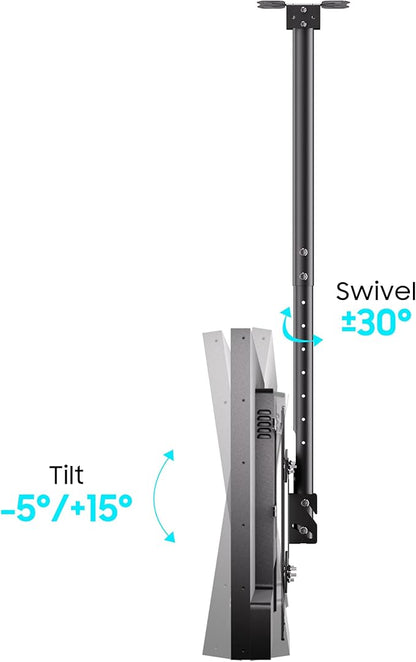 Sylvox Ceiling TV Mount, Outdoor TV Stand Supports Wall Mounting Multiple Angle and Height Adjustments, Multi-Purpose Ceiling Mount TV Bracket for 32-65 Inch Indoor and Outdoor TVs.