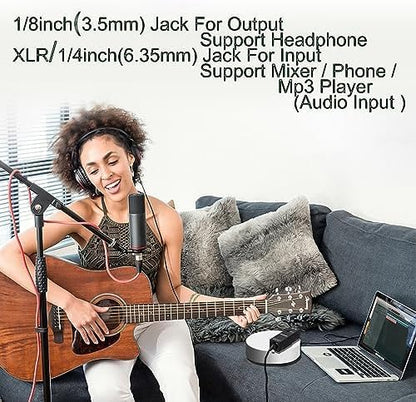 Riworal battey powered Portable Personal Amplifier Analog Headphone Amplifier Stereo Headphone Earphone Amp Volume Control Audio Booster with XLR and TRS Input 3.5mm Output Jack