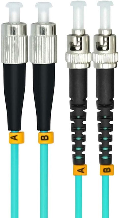 Jeirdus 20Meters 65ft FC to ST Duplex 50/125 10G OM3 Multi-Mode Fiber Optic Cable Jumper Optical Patch Cord FC-ST
