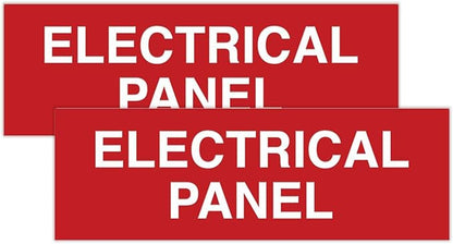 All Quality Basic Electrical Panel Sign - Fire Regulation Safety Compliance Sign -Red - Small (2 Pack)