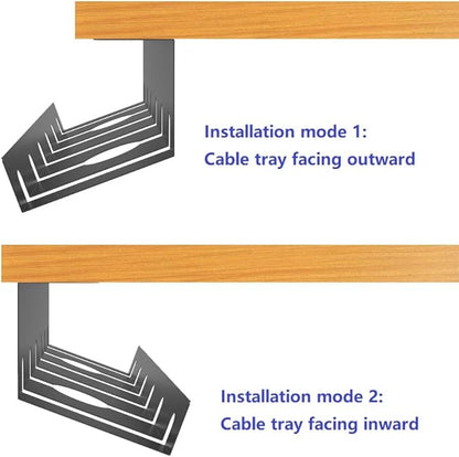 QiaoYoubang 2 Pcs of Cable Management Under Desk for Easy Mounting Metal Under Desk Cable Organizer for Office, Home Cable Tray Holder (UnderDeskCM)