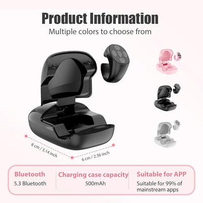 Fingertip Wireless Bluetooth Remote Control, 2026 New Bluetooth Ring Scroller Video Scrolling Ring Remote Control Page Turner (Black)