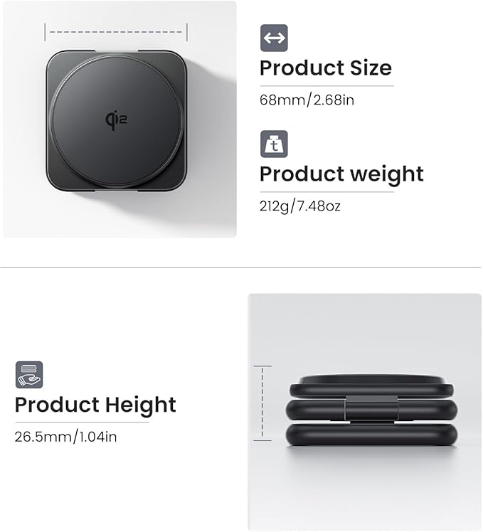 Qi2 Certified 3 in 1 Charging Station for Samsung, Aluminum Alloy Foldable 15W Wireless Charger for Galaxy S25 Series Z Flod 7, Fast Charger for Galaxy Watch Ultra, for Galaxy Buds