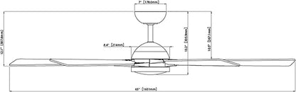 Rotary Indoor and Outdoor 5-Blade 65in Smart Home Ceiling Fan in Matte Black Soft Brass with 2700-3000-4000-5000K Selectable LED Light Kit and Remote Control works with iOS or Android WAC App