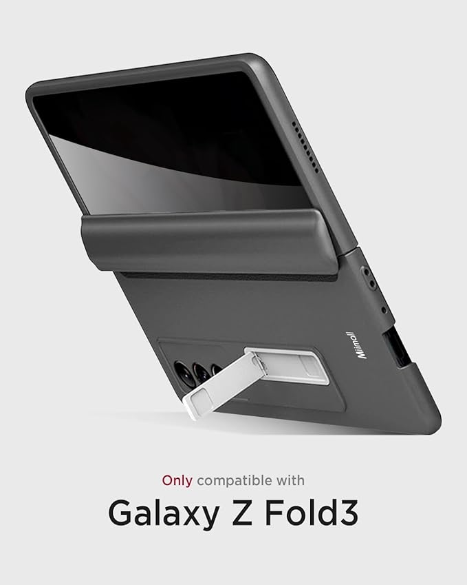Miimall for Galaxy Z Fold 3 Case with Privacy Screen Protector, Built-in Adjustable Kickstand & Magnetic Hinge & Upgraded Camera Protection All-Inclusive Protective Cases for Galaxy Z Fold 3 5G Grey