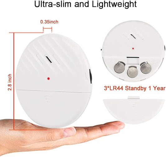 EverNary Window Vibration Alarm,6Pack 125dB Loud Ultra-Slim Anti-Theft Alarm for Door and Window Glass Break Sensor Alert with Adjustable Sensitivity (6, White)
