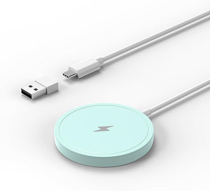 Magnetic Wireless Charger for iPhone 15W Wireless Charger Fast Mag Safe Wireless Charging Stand Pad Compatible for iPhone 16/16 Pro/Pro Max/15/14/13/12/Pro with Wall Charger for USB-A Converter, Green