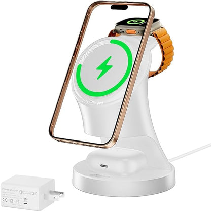 3 in 1 Wireless Charging Station for Apple Devices,Magsafe Charger Stand for IPhone16 15 14 13 12 Pro/Max/Plus/Mini Wireless Charger Station for AirPods 2/3/Pro iWatch Ultra/8/7/SE/6/5/4/3/2