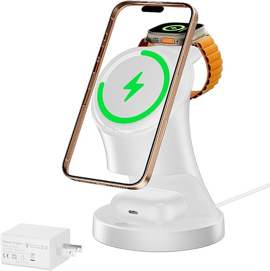 3 in 1 Wireless Charging Station for Apple Devices,Magsafe Charger Stand for IPhone16 15 14 13 12 Pro/Max/Plus/Mini Wireless Charger Station for AirPods 2/3/Pro iWatch Ultra/8/7/SE/6/5/4/3/2