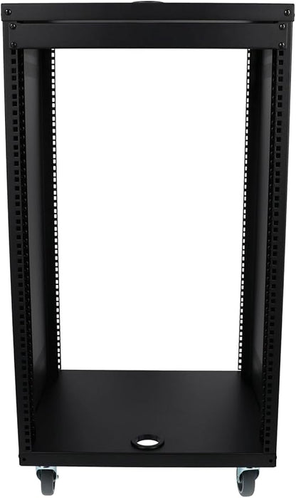 Rockville RR18U 18U Live Sound/Recording Studio Rack Case with Wheels, Reversible Rack Rails, Front & Rear Mounting, Cable Management Ports, 440lb Capacity