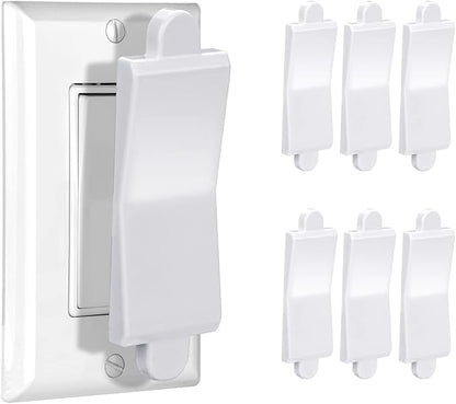 White, 6-Piece: Child Proof Switch Blocker and Cover for Light Switch, Lock Out in Style