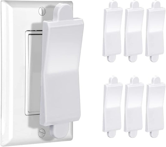 White, 6-Piece: Child Proof Switch Blocker and Cover for Light Switch, Lock Out in Style