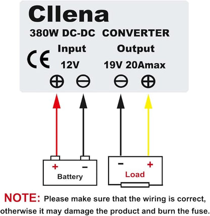 Cllena DC/DC 12V to 19V Boost Converter 20A 480W Step Up Voltage Regulator Module Car Power Supply Voltage Transformer (Input 10V-16V)