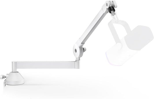 InnoGear Low Profile Mic Arm, 360° Rotatable Microphone Boom Arm Mic Stand for Fifine AM8 K669B Blue Yeti HyperX QuadCast SoloCast AT2020, with Mic Clip 3/8" to 5/8", 3/8" to 1/4" Adapter, White