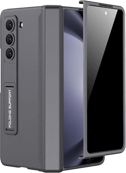 Miimall for Samsung Galaxy Z Fold 5 Case with Privacy Screen Protector, Built-in Adjustable Kickstand & Magnetic Hinge Protection All-Inclusive Protective Case for Galaxy Z Fold 5 5G(Grey)