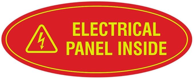 Signs ByLITA Oval Electrical Panel Inside Sign (Red/Yellow) - Medium 2 Pack