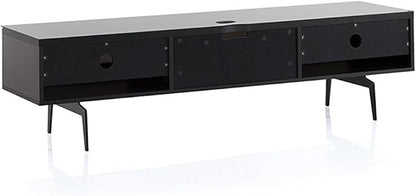 SONOROUS ST-360 Premium TV Stand for Living Room – Modern TV Stands & Entertainment Center with Storage – Black Wood & Black Glass Cover – Luxury Media Console with Metal Legs for TVs up to 75 inches