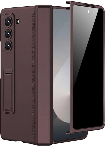 Miimall for Fold 6 Case with Privacy Screen Protector, Z Fold 6 Phone Case Stand, Heavy Duty, Full-Body Magnetic Hinge Protection Shockproof All-Inclusive Cases for Galaxy Z Fold 6 Wine Red