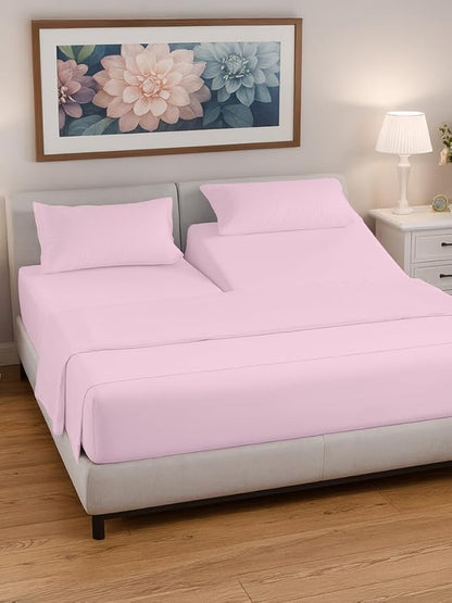 Split Head King Sheet Set – 4 Piece Flex Split Top King Sheets for Adjustable Beds - Fits 14” to 16" Mattress w/ Deep Pockets - Soft, Breathable & Cooling - Luxury Bedding & Wrinkle Free - Light Pink