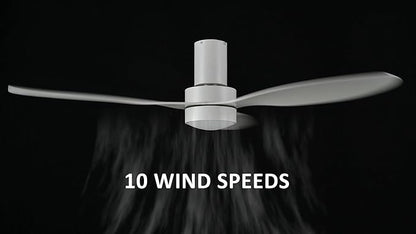 SMAAIR 52 Inch Ceiling Fan with Light and Remote Control, Flush Mount Ceiling Fans with Lights, Reversible, Noiseless DC Motors, Dimmable, Indoor Ceiling Fan for Bedroom, Living Room, White