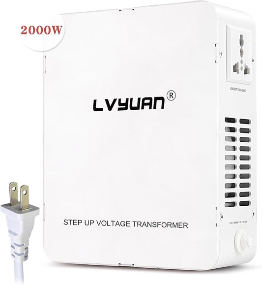 LVYUAN 2000W Voltage Transformer Step Up/Down Converter, 110V/120V to 220V/240V, Circuit Breaker Protection, 3 Year Warranty